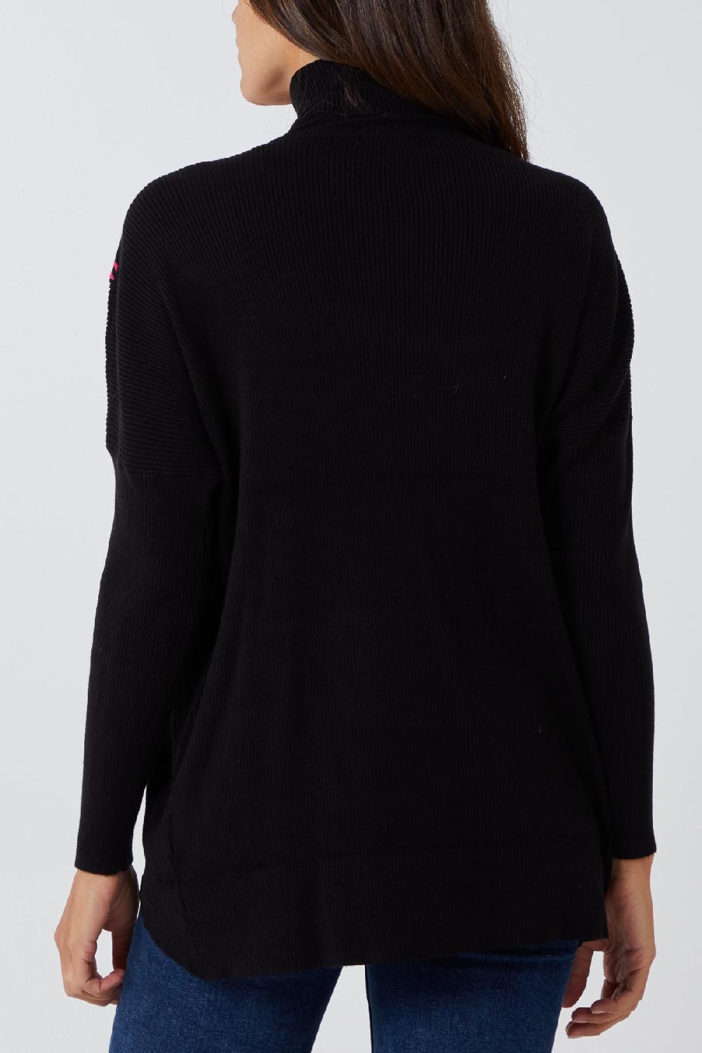 Qed London Dogstooth Pattern Block Jumper