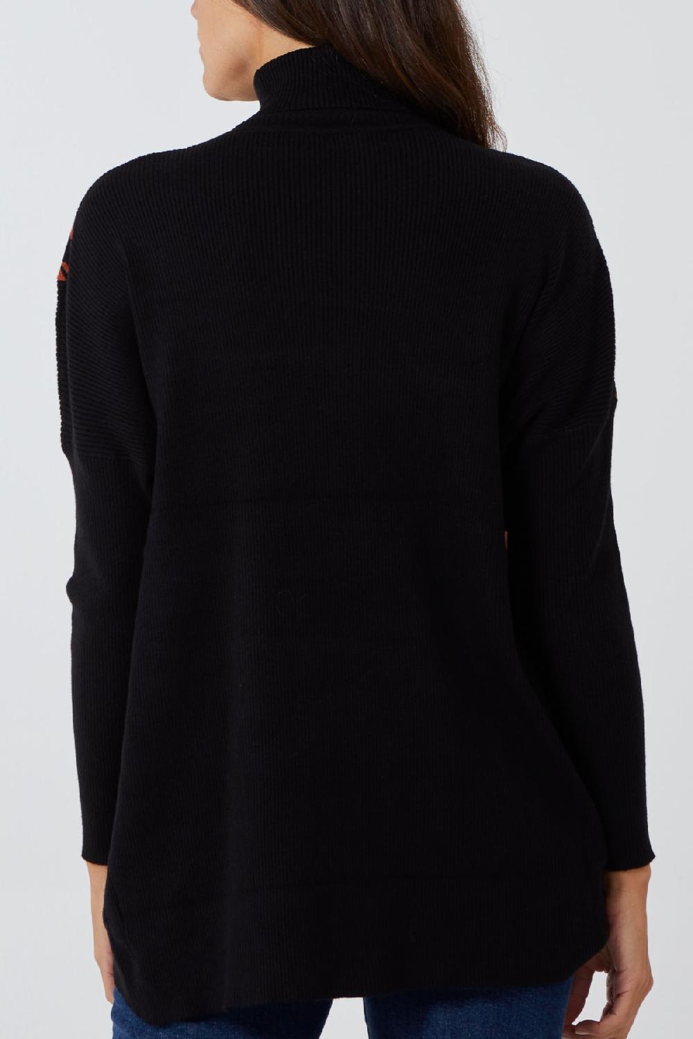 Qed London Dogstooth Pattern Block Jumper