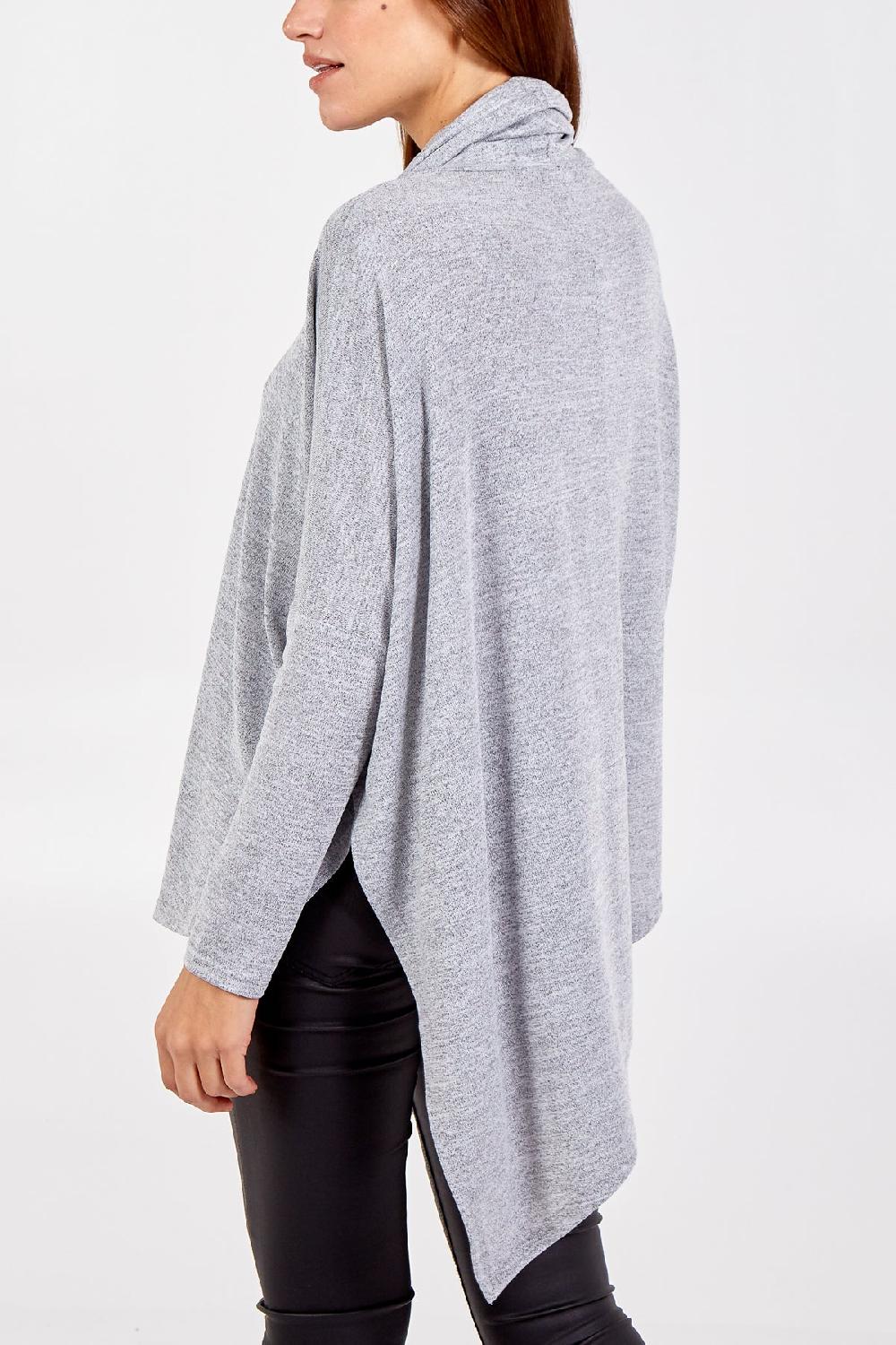 Qed London Double Asymmetric Cowl Neck Top