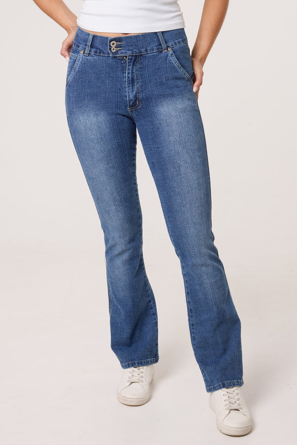 qed london Double Button Waistband Jeans