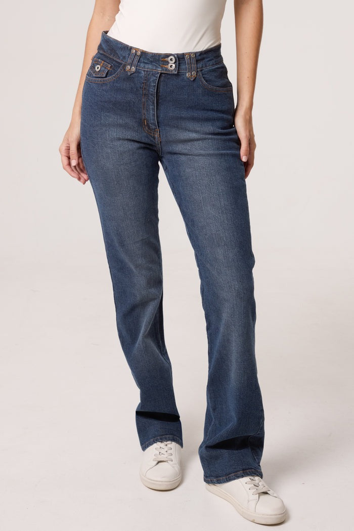 qed london Double Button Waistband Pocket Jeans