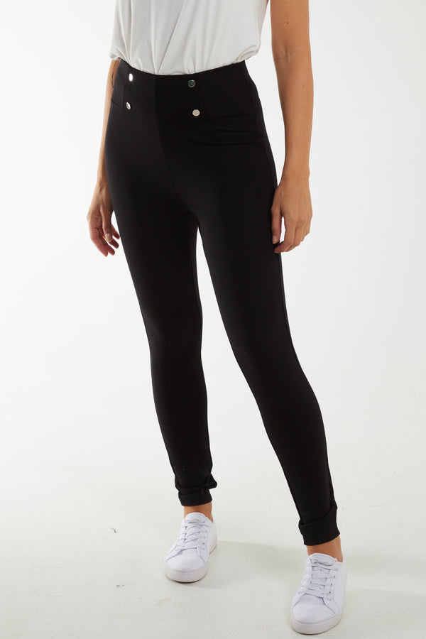 Qed London Double Gold Button Front Legging