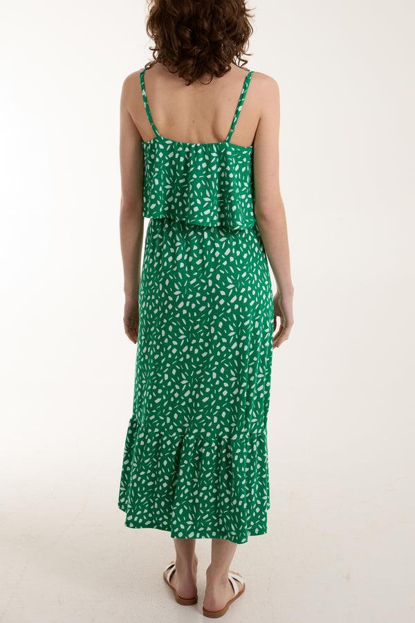 Qed London Double Layer Geometric Cami Midi Dress