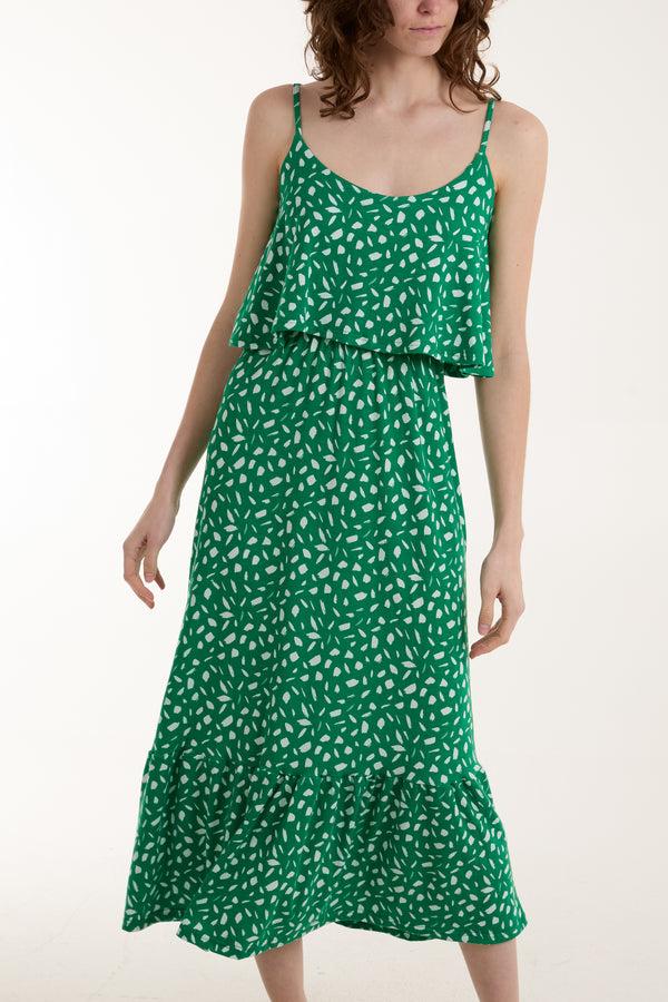 Qed London Double Layer Geometric Cami Midi Dress