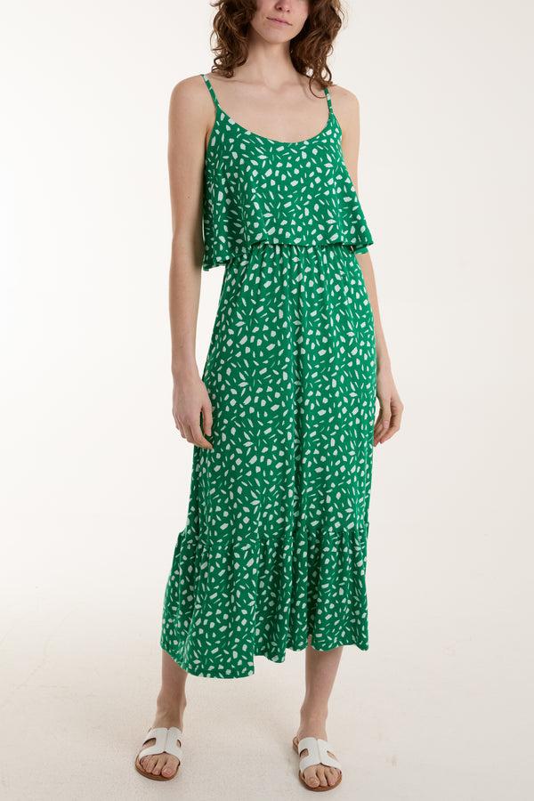 Qed London Double Layer Geometric Cami Midi Dress