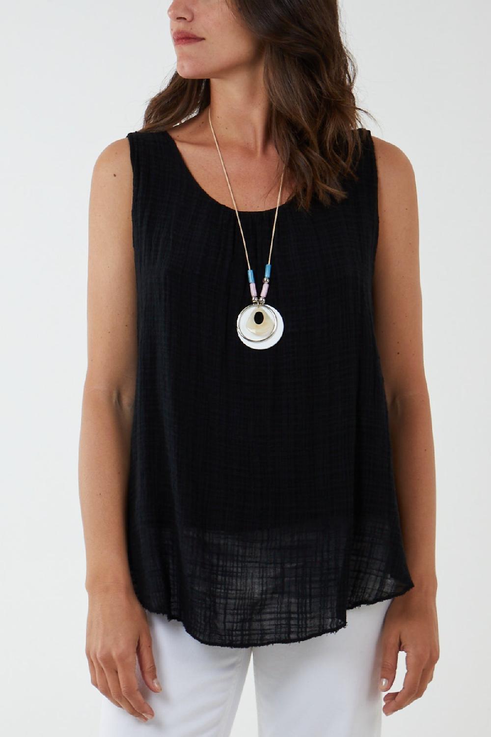 Qed London Double Layer Scoop Neck Necklace Vest