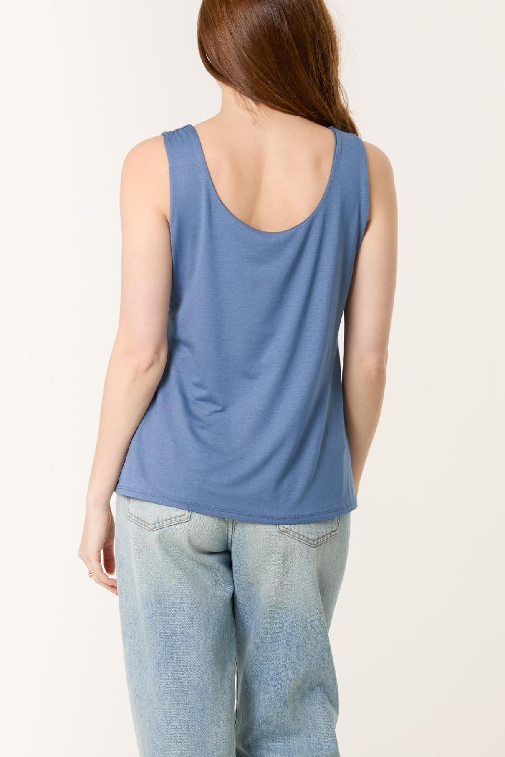 Qed London Double Layer Scoop Neck Plain Vest