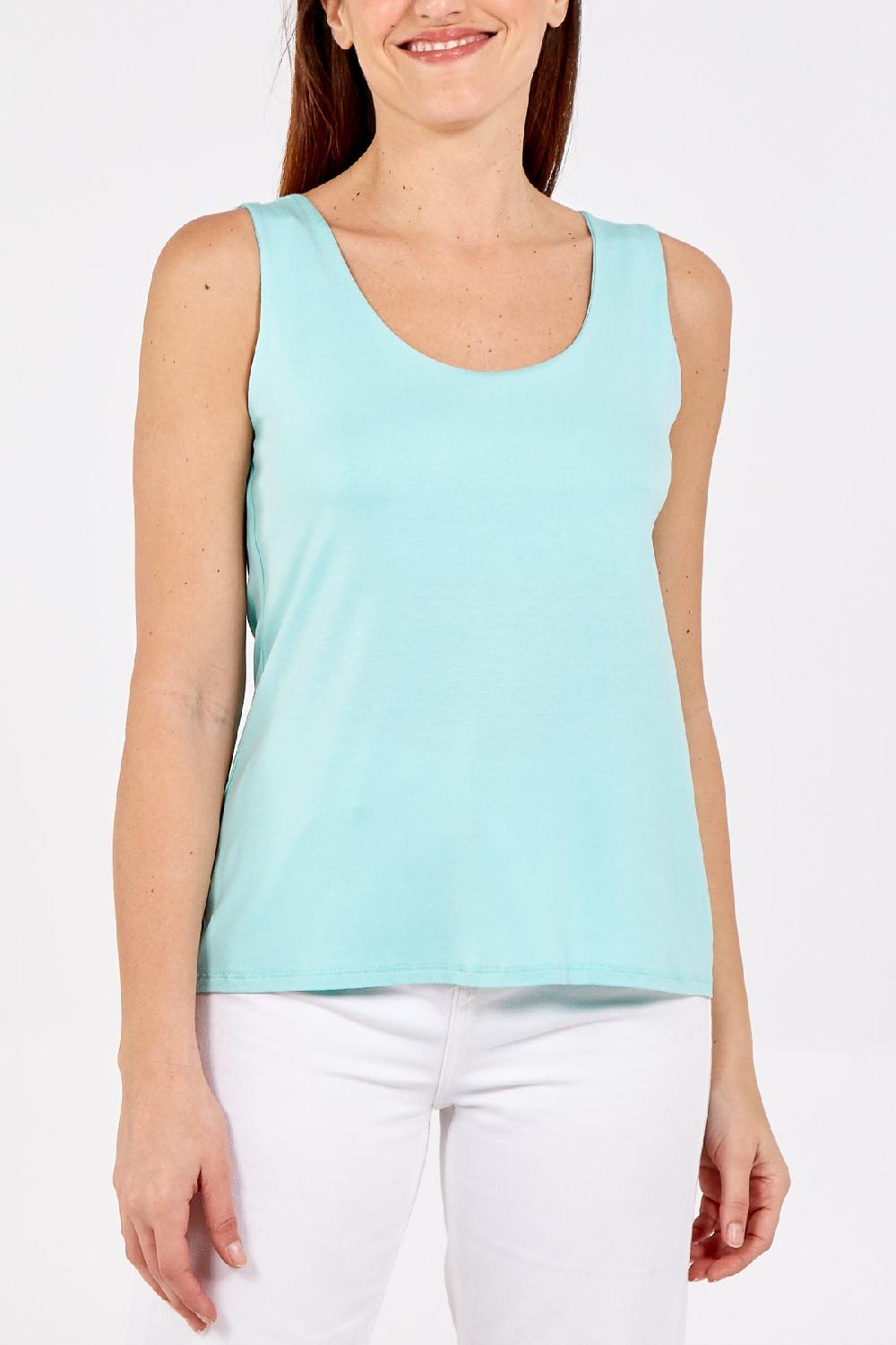 Qed London Double Layer Scoop Neck Plain Vest