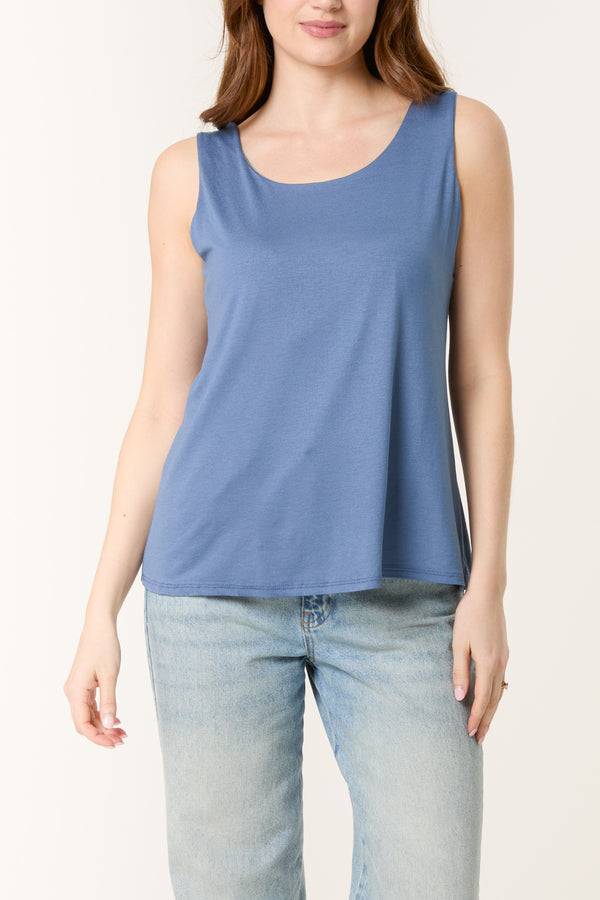 qed london Double Layer Scoop Neck Plain Vest