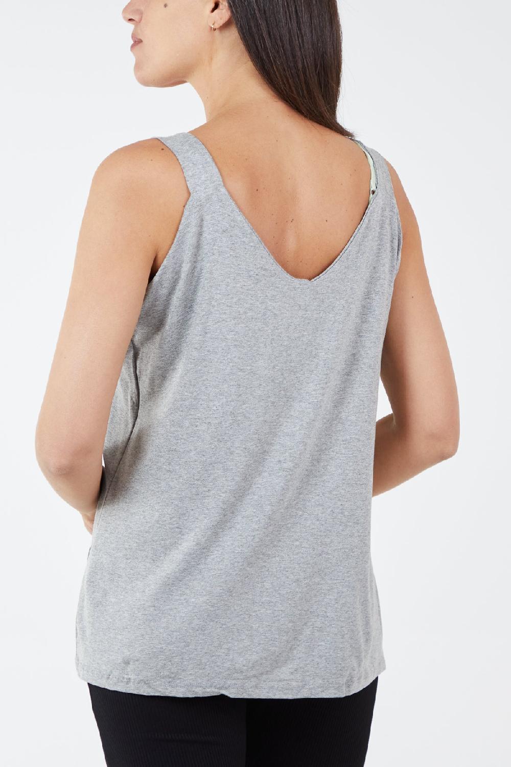 Qed London Double Layer Scoop Neck Vest