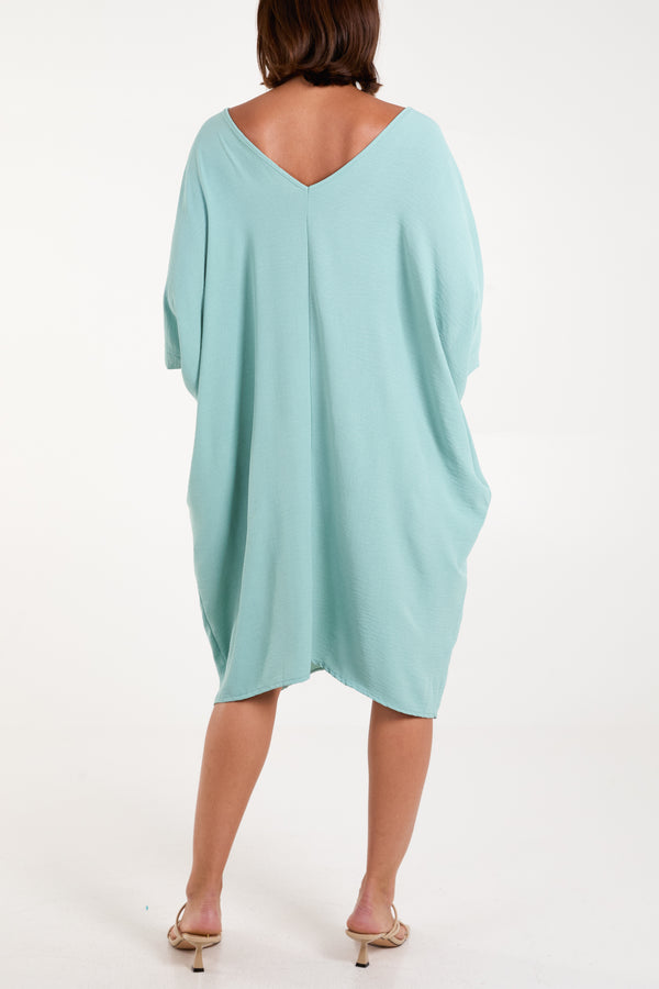 Qed London Double V-Neck Cocoon Pockets Dress