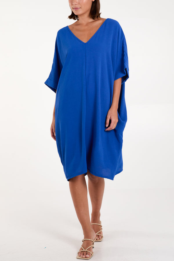 Qed London Double V-Neck Cocoon Pockets Dress