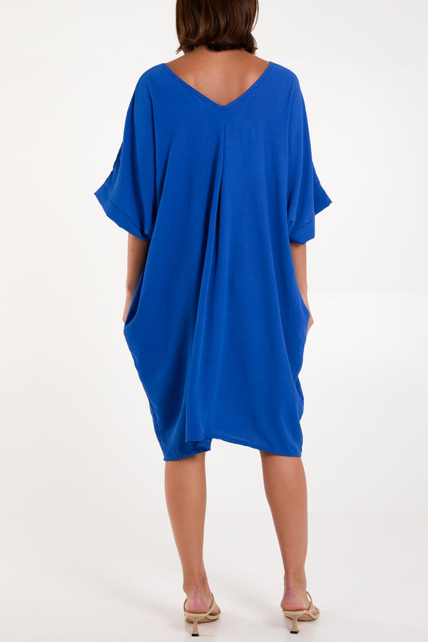 Qed London Double V-Neck Cocoon Pockets Dress