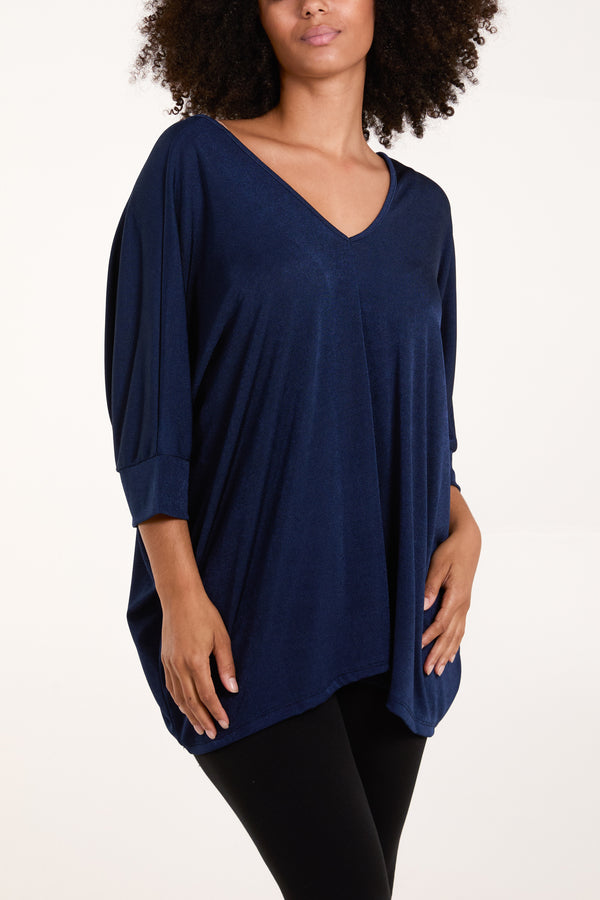 Qed London Double V Neck Mesh Top