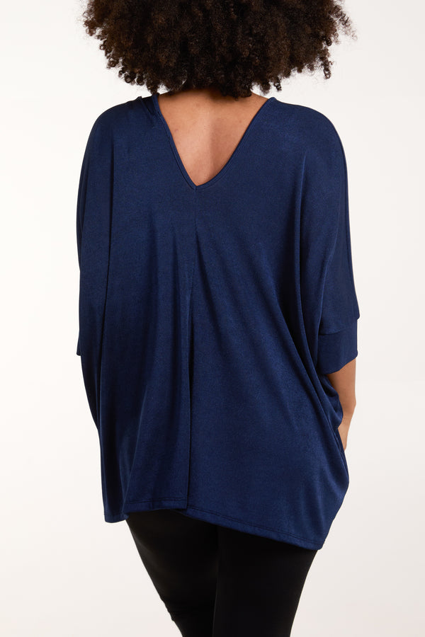 Qed London Double V Neck Mesh Top