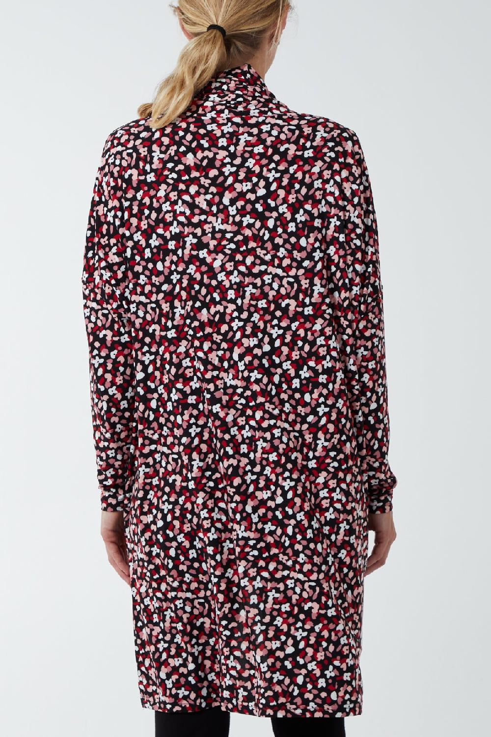 Qed London Draped Dip Hem Floral Top