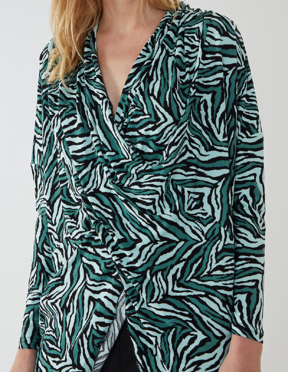 Qed London Draped Dip Hem Wrapped Top