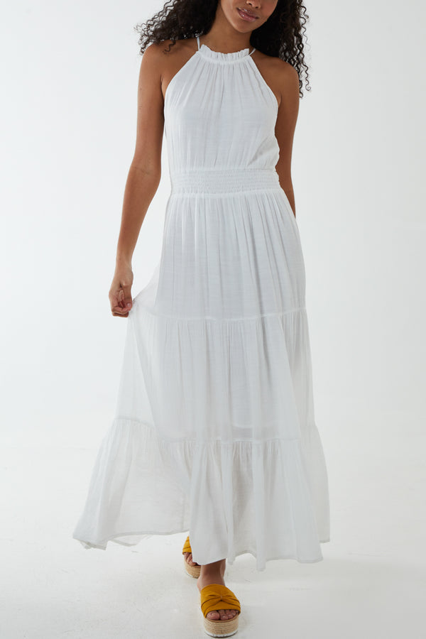 Qed London Drawstring Halterneck Maxi Dress