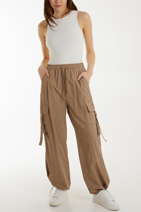 Qed London Drawstring Pocket Cuffed Cargo Trousers