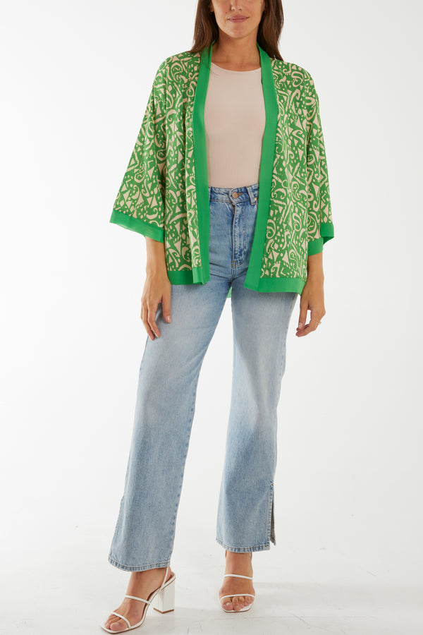 Qed London Edge To Edge Aztec Satin Kimono