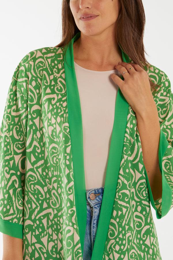 Qed London Edge To Edge Aztec Satin Kimono