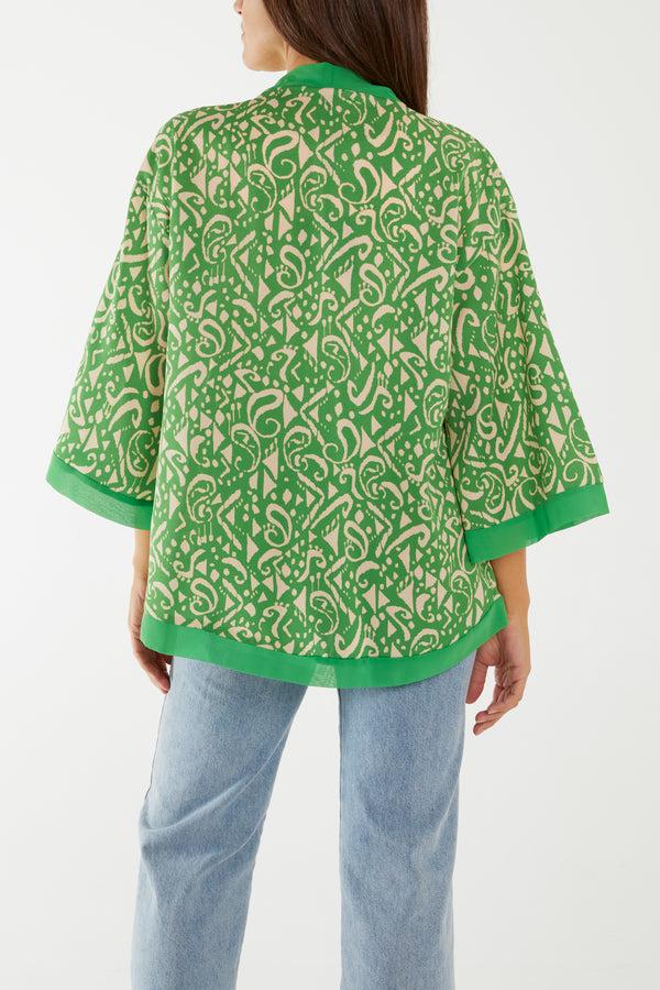 Qed London Edge To Edge Aztec Satin Kimono