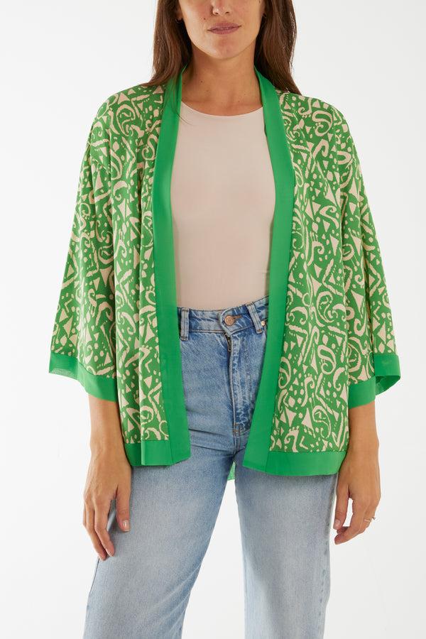 qed london Edge To Edge Aztec Satin Kimono