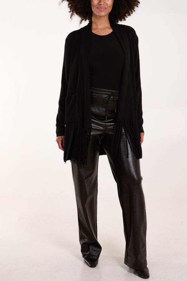 Qed London Edge To Edge Tassel Pocket Cardigan