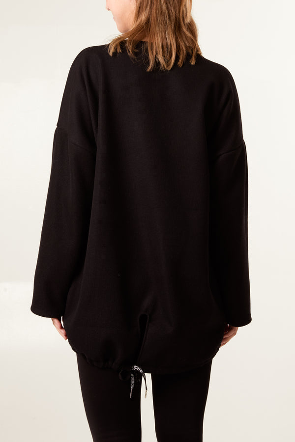 Qed London Elastic Back Fleece Lined Sweatshirt