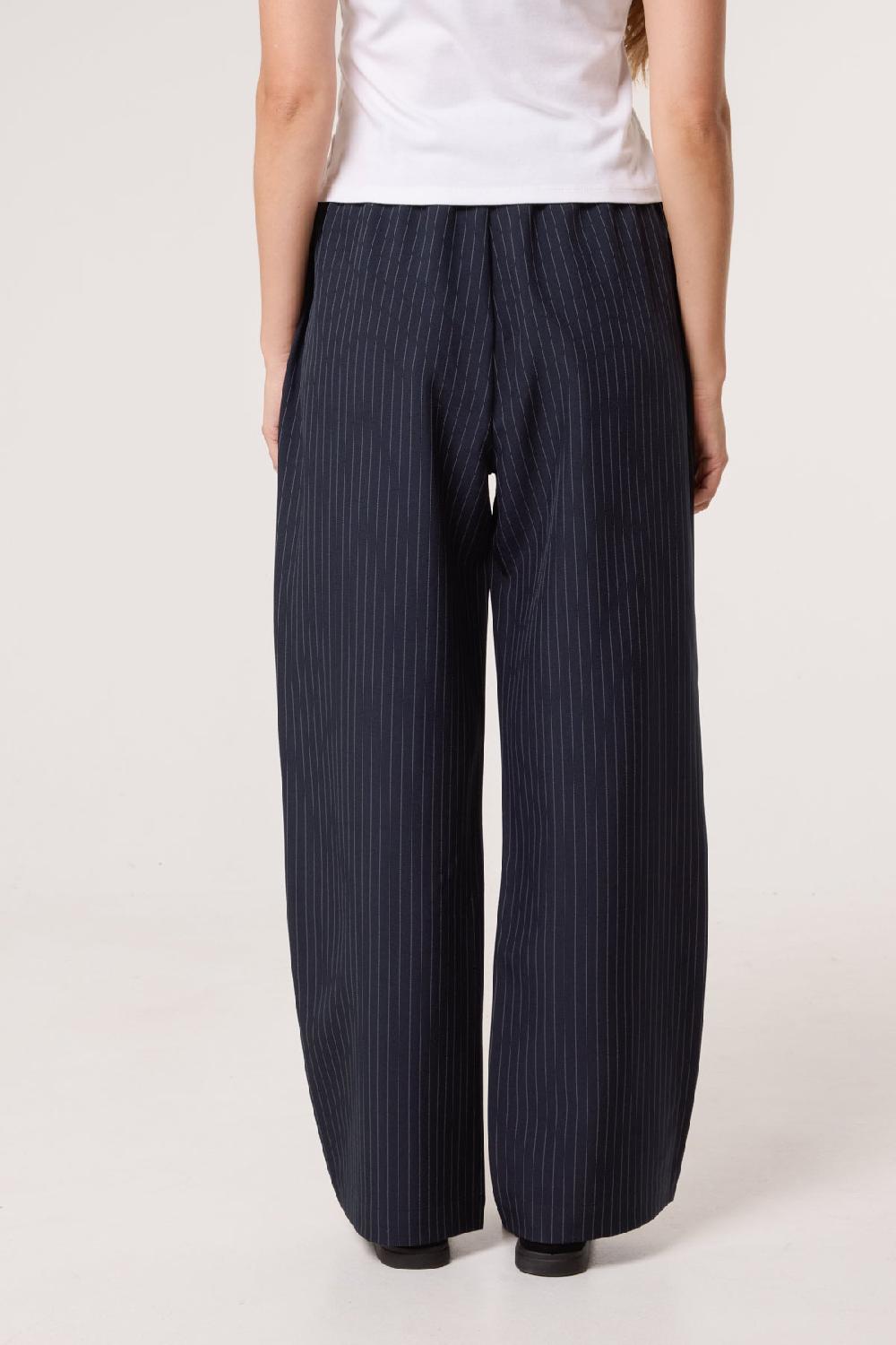 Qed London Elasticated Waist Pinstripe Trouser