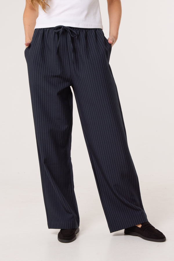 qed london Elasticated Waist Pinstripe Trouser