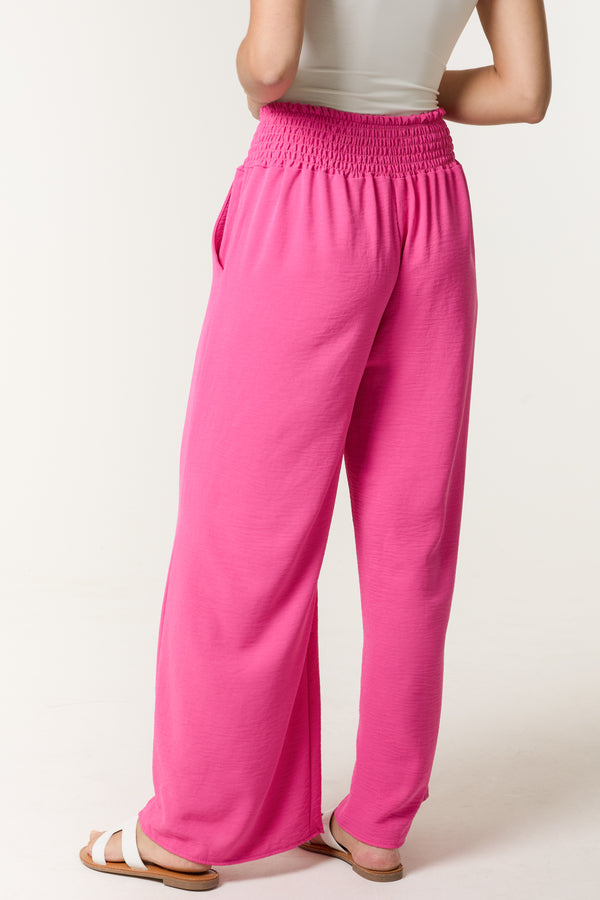 Qed London Elasticated Waist Wide Leg Trousers