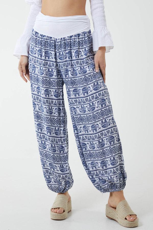 Qed London Elephant Print Harem Pants