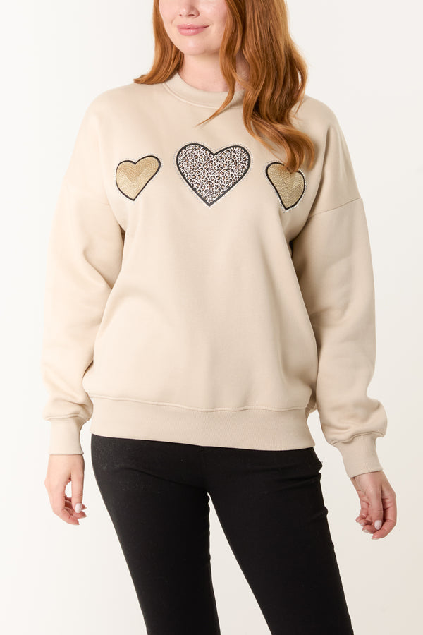 Qed London Embellished & Animal Heart Sweatshirt