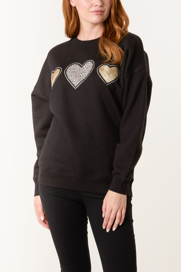 qed london Embellished & Animal Heart Sweatshirt