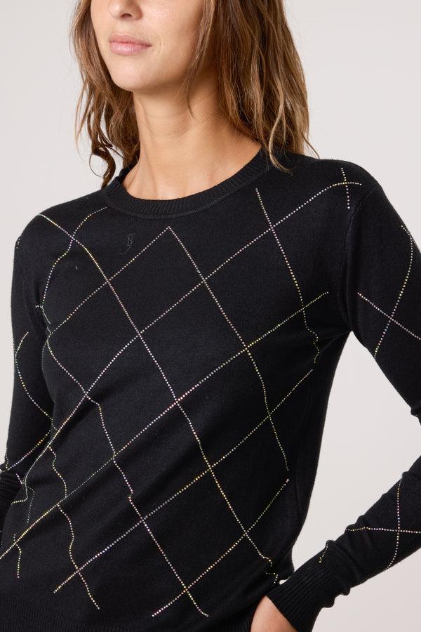 Qed London Embellished Diamond Print Jumper