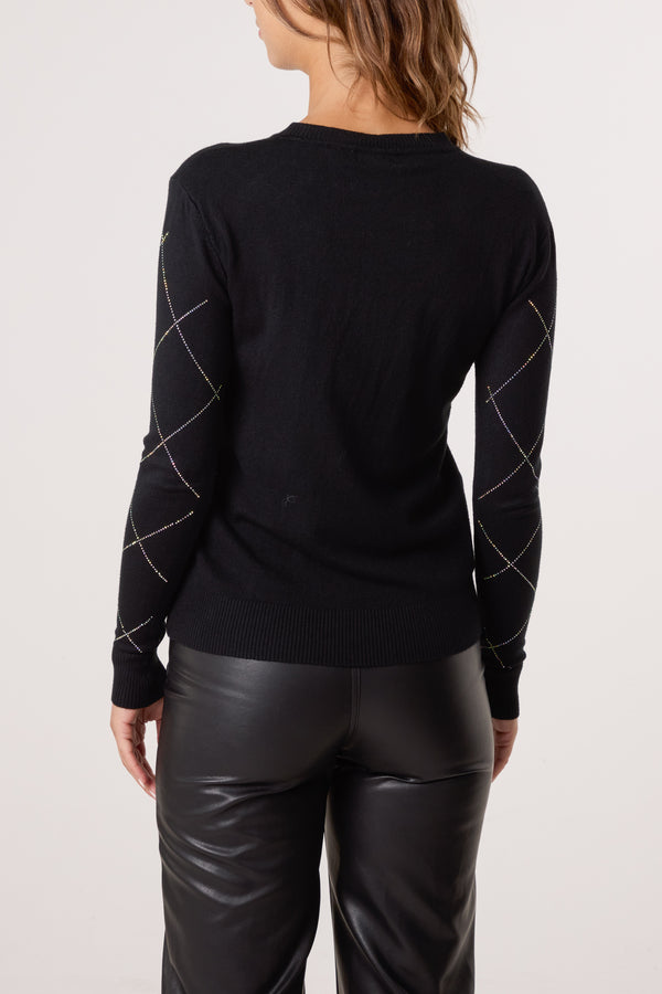 Qed London Embellished Diamond Print Jumper