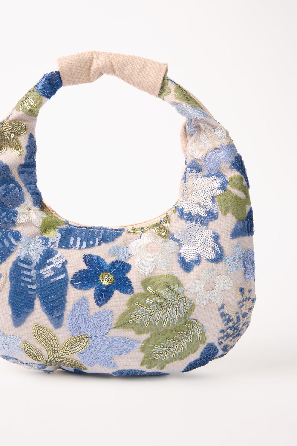 Qed London Embellished & Embroidery Floral Hobo Bag