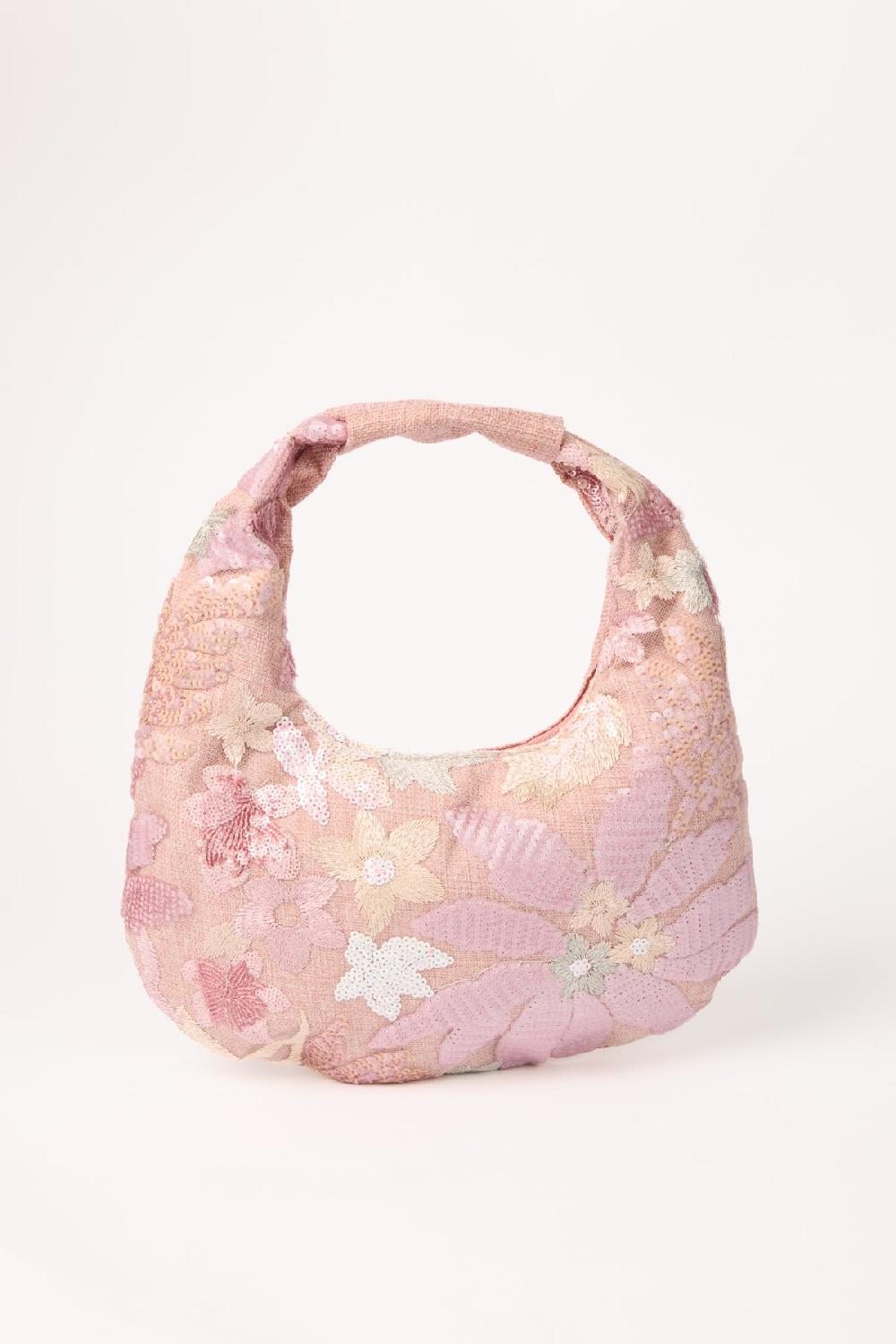 Qed London Embellished & Embroidery Floral Hobo Bag