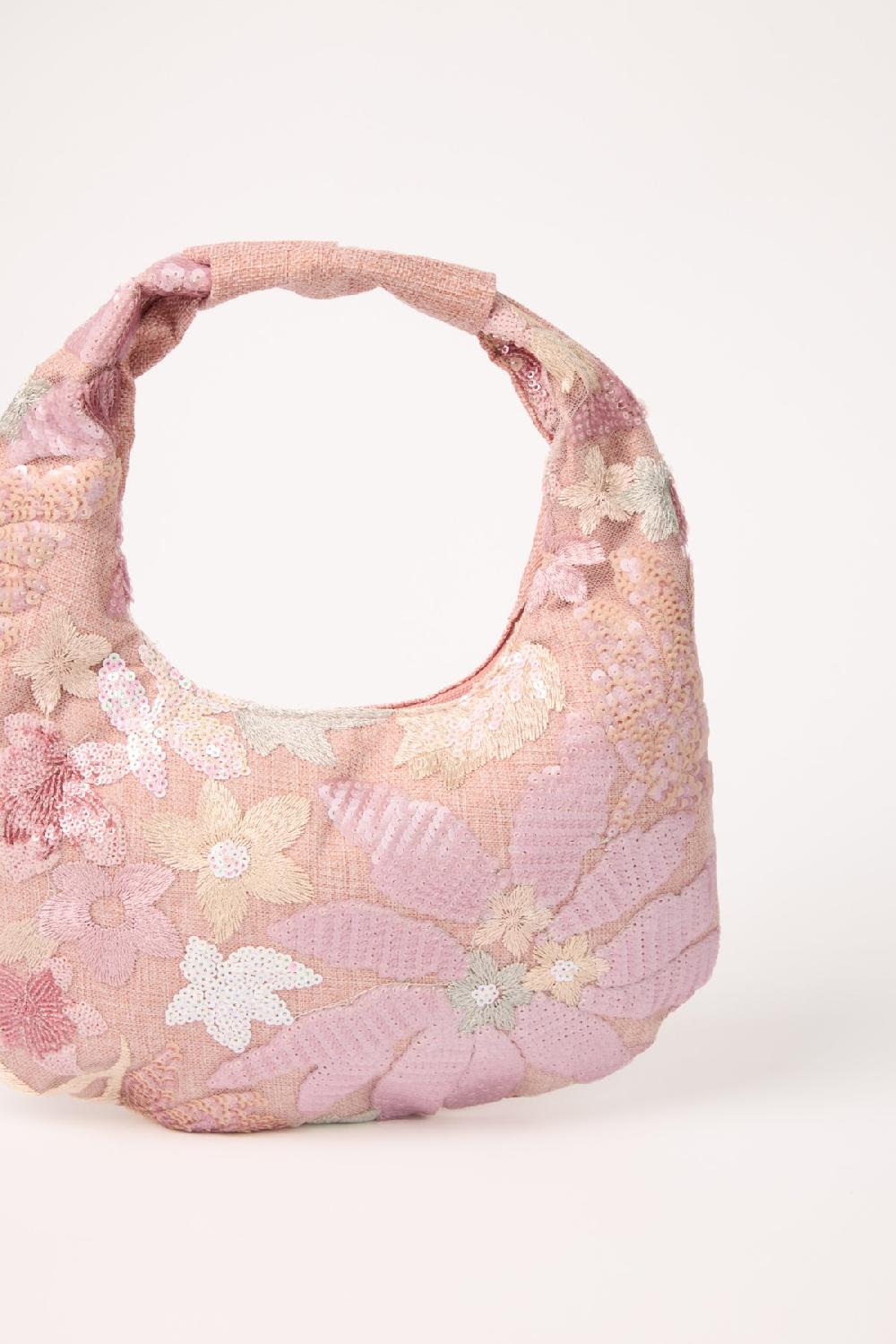 Qed London Embellished & Embroidery Floral Hobo Bag