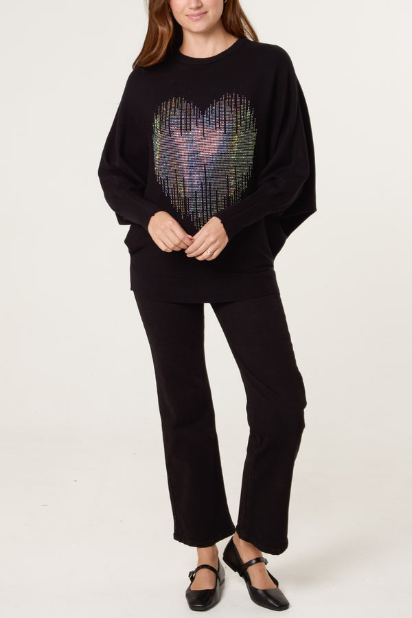 Qed London Embellished Heart Design Jumper