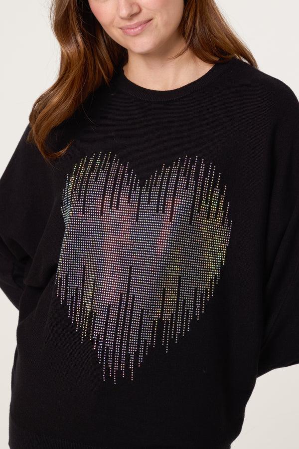 Qed London Embellished Heart Design Jumper