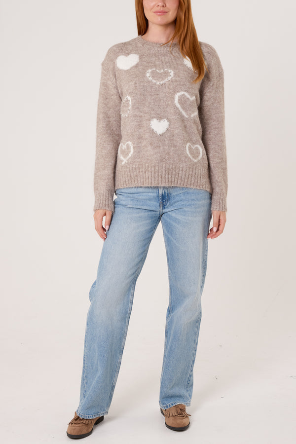 Qed London Embellished Heart Knit Jumper
