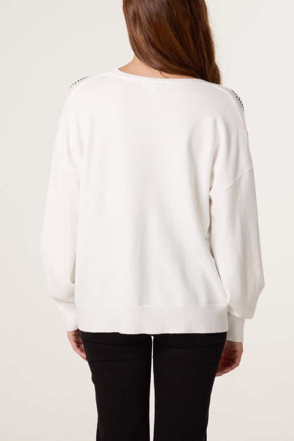 Qed London Embellished Pattern V-Neck Cardigan