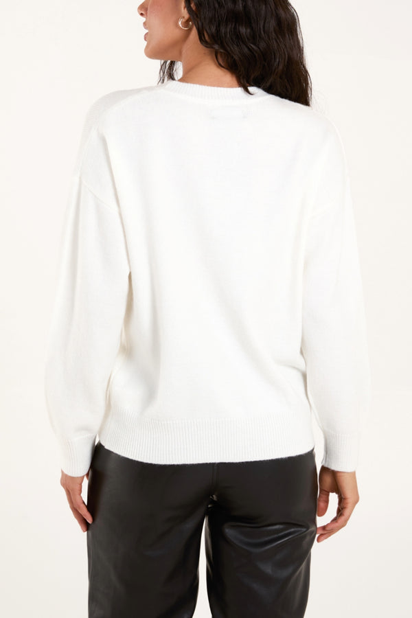 Qed London Embellished Sequin Butterfly Jumper