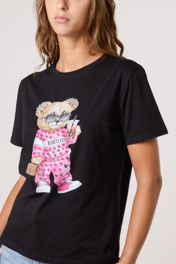 Qed London Embellished Shopping Bear T-Shirt