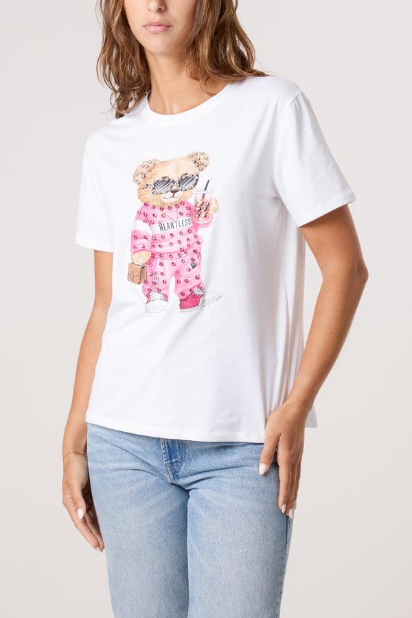 Qed London Embellished Shopping Bear T-Shirt