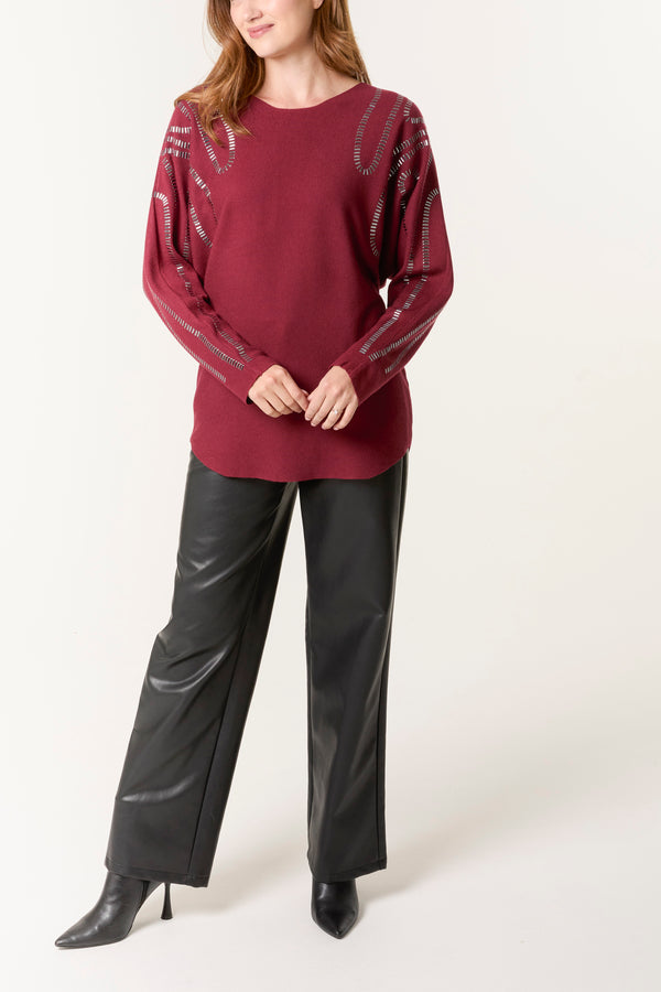 Qed London Embellished Shoulder Swirl Jumper