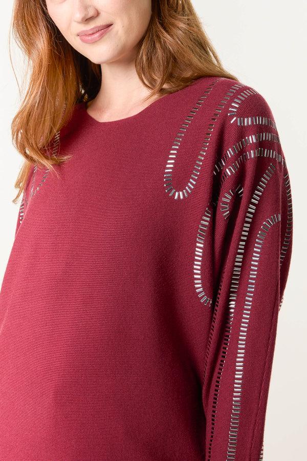 Qed London Embellished Shoulder Swirl Jumper