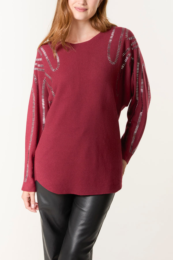 qed london Embellished Shoulder Swirl Jumper